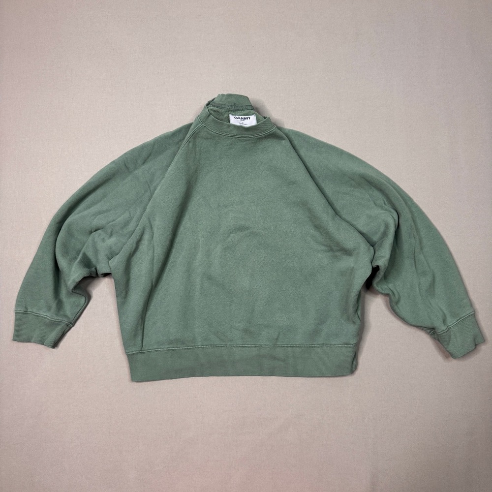Old Navy SoComfy Sage Green Raglan Sweatshirt Oversized Crewneck Pullover Medium